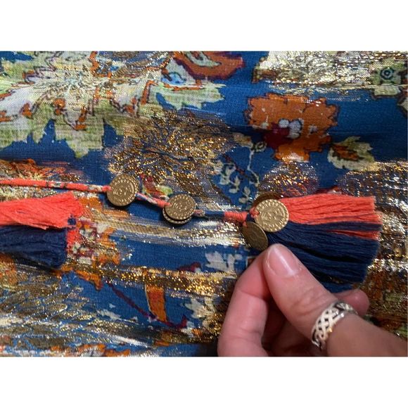 Anthropologie Verb Pallavi Singhee Stephania Shimmer Peasant Blouse XS, MP $188 - Picture 10 of 16